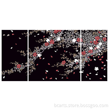 Home decor wallpaper of simple flower painting on black canvas